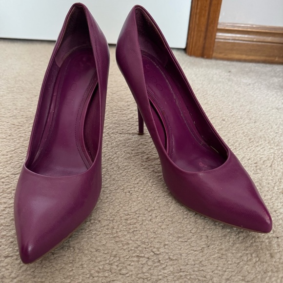 Aldo 100% leather heels, purple. size 38 - Picture 3 of 7